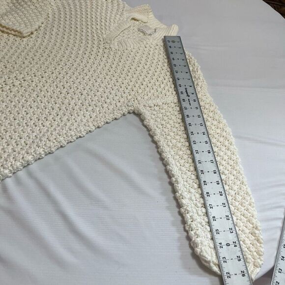 BASCO Hand Knit VTG White Popcorn Sweater Pullover Size Large - Picture 3 of 7